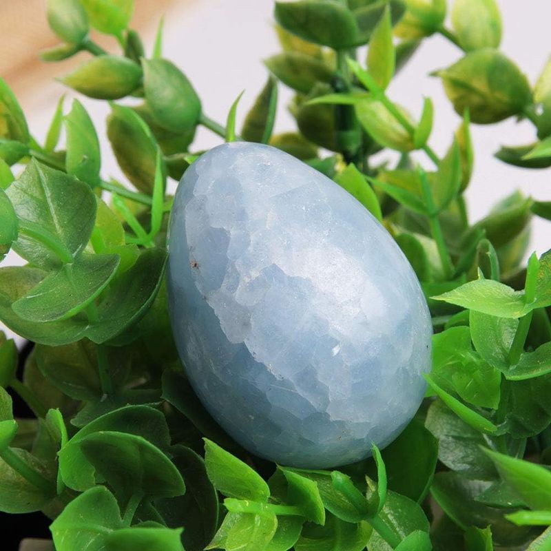 Blue Kyanite Egg w/ Wood Stand