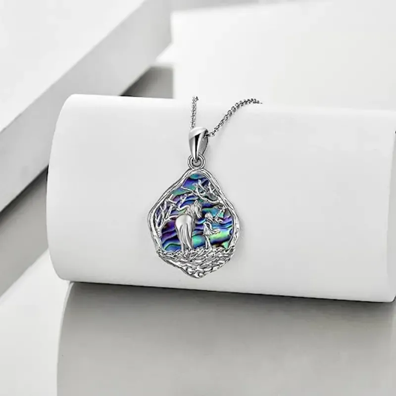 Girl With Her Horse Pendant Necklace Pendant