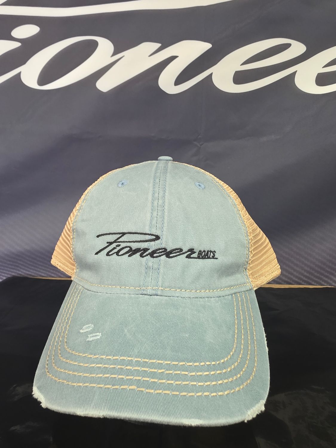 PIONEER BLUE DISTRESSED HAT W/O PONYTAIL