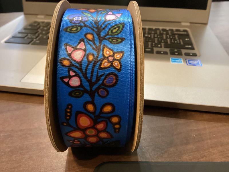 38mm Ojibway Florals Ribbon (blue)