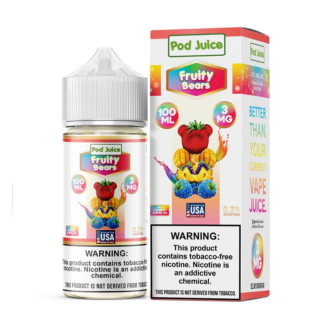 Pod Juice E-Liquid 100ml, Flavor, Size, ml: Fruity Bears, 6mg, 100ml