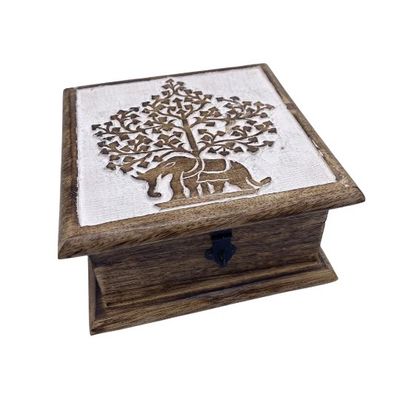 Elephant Tree of Life Wooden Keepsake or Tarot Box