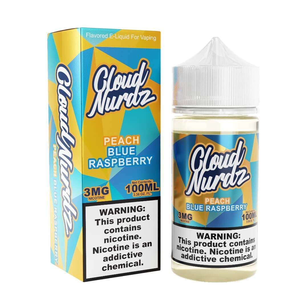 Cloud Nurdz, Flavor, mg, Size: Blue Raspberry Peach 100ml 3mg