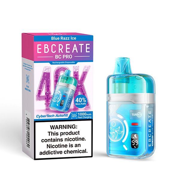 EBCREATE BC Pro 40K Disposable 5%, Flavor: Blue Razz Ice