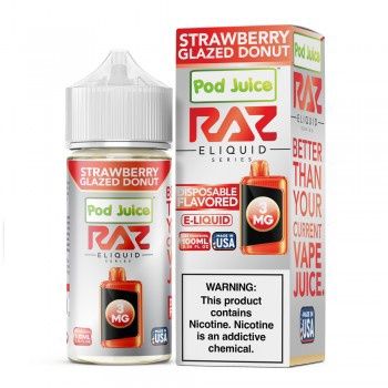 RAZ x Pod Juice E-Liquid 100ml, Flavor, Size, mg: Strawberry Glazed Donut 100ml 3mg
