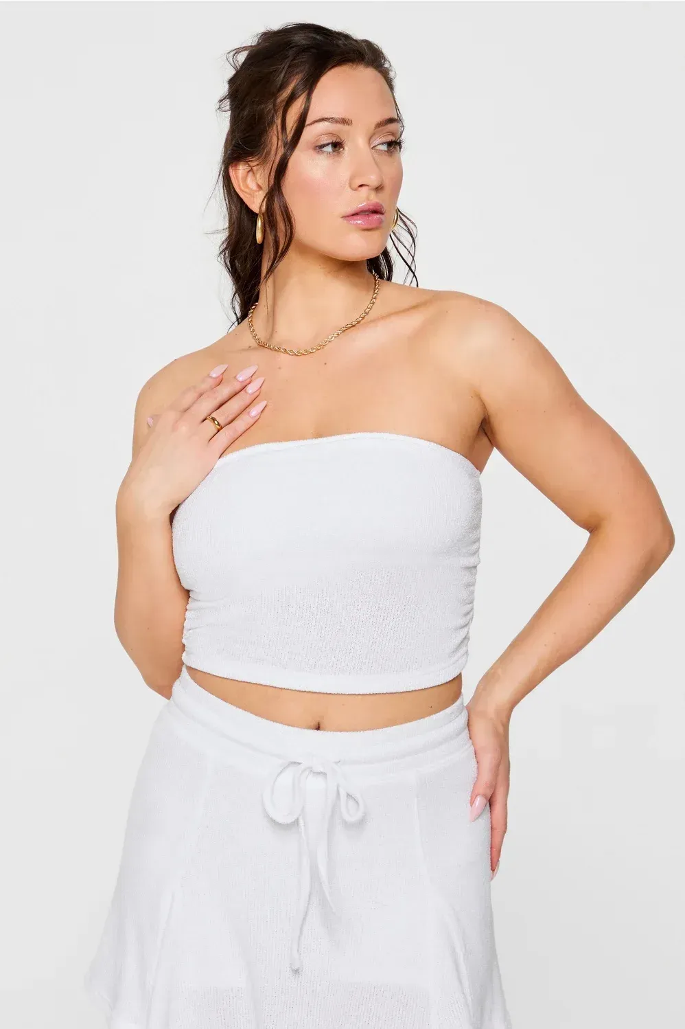 Breezy Knit Ruched Tube Top