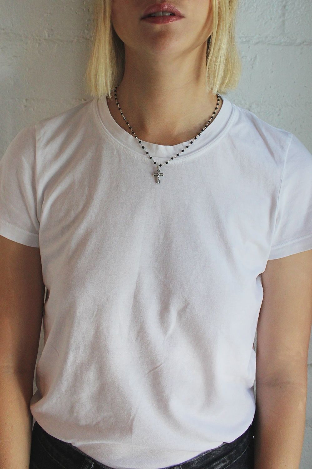 FK Adj micro Spinel with Sterling clad Austrian Crystal Micro Cross