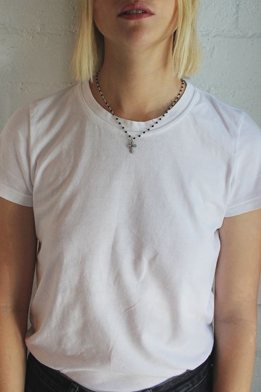 FK Adj micro Spinel with Sterling clad Austrian Crystal Micro Cross