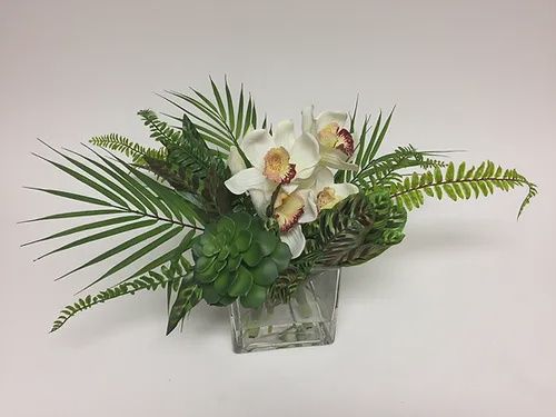 Ivy Guild Cymbidium Palm Leaves 5" sq glass