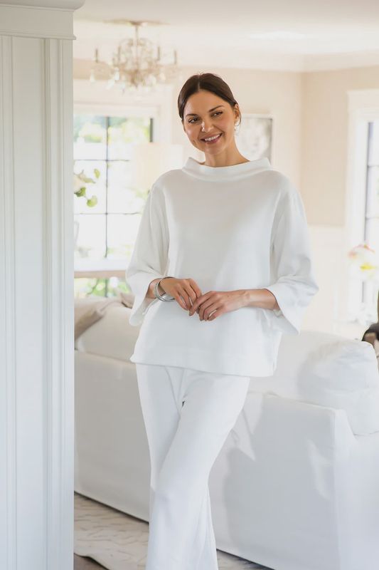 Comfy Luna Mock Neck White Top L