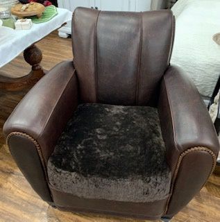 EA Manon Chair Leather Range Brown Shearling Mink