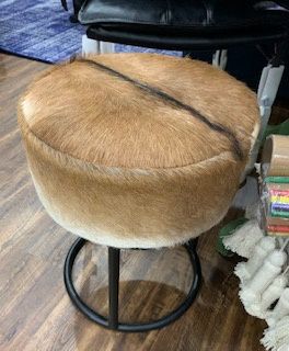 Small Hide Stool Metal Base
