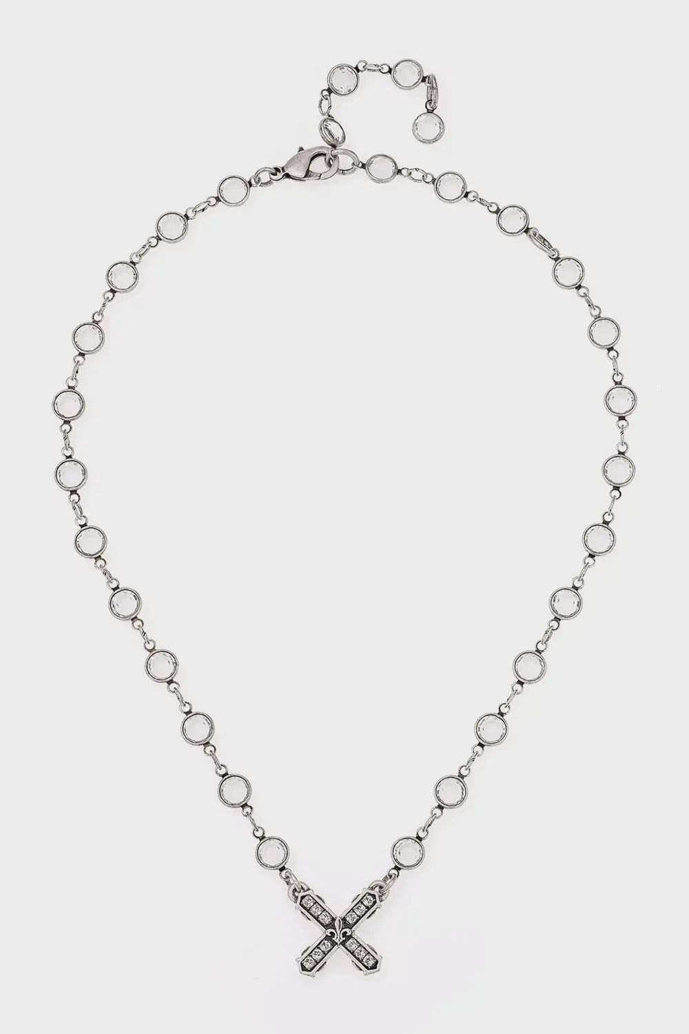 FK Euro Crystal channel set with petite French Kiss Silver Ox