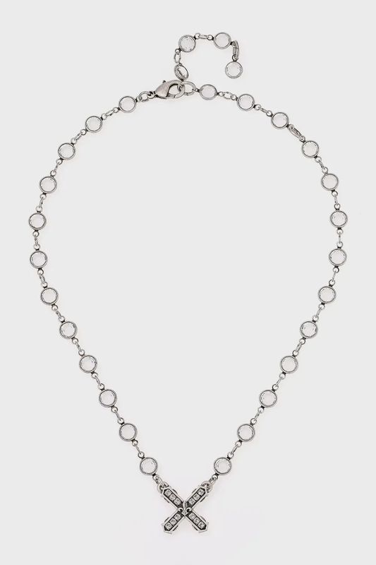 FK Euro Crystal channel set with petite French Kiss Silver Ox