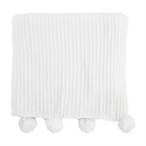 MP Ivory Chenille Pom Pom Blanket