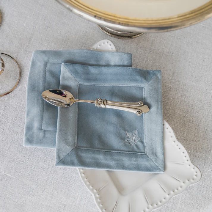 Velvet Cocktail Napkin Set Blue