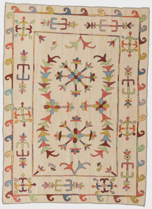 Cream 5'8x7'8 Kilim Rug Suzani