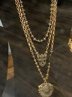 FK Triple Strand Lab 24K clad Alsace chain with brass Elisabeth of France and Bretagne Med
