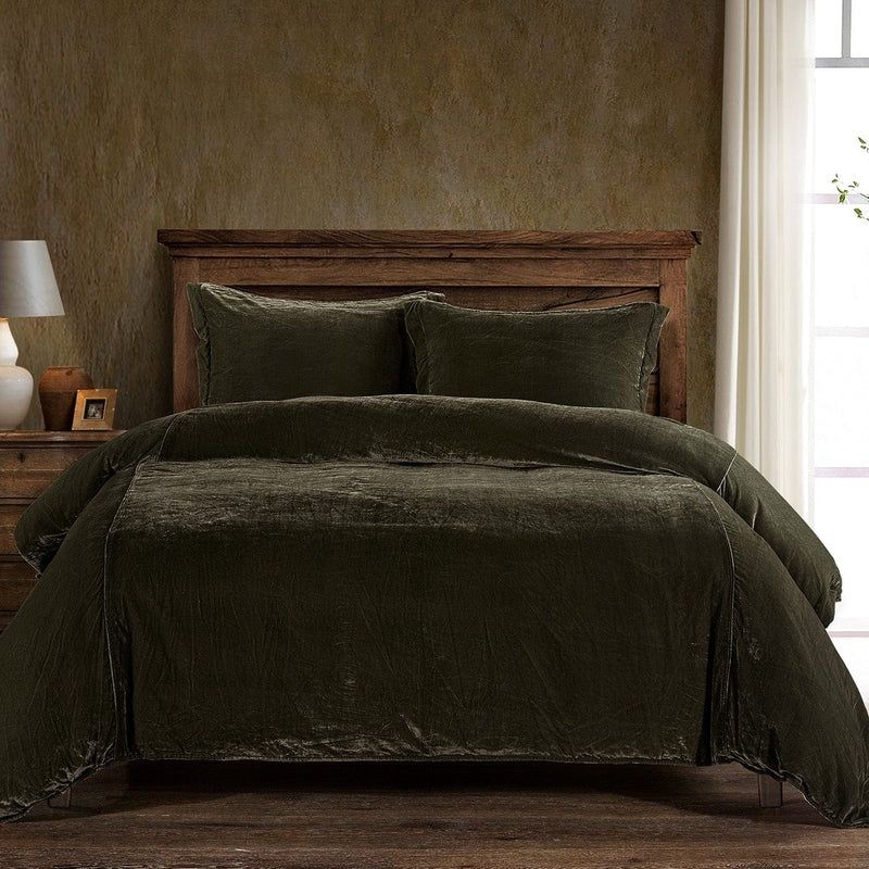 HE Stella F.Silk Velvet Duvet Cover St Queen, Fern Green