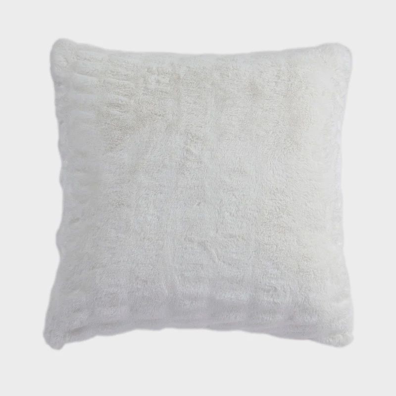 HE Ruched Rabbit Mink Down Euro Pillow White