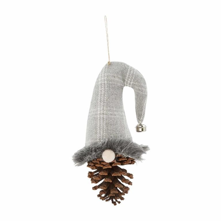 PLAID PINECONE GNOME ORNAMENT