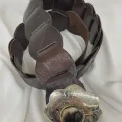 Handmade 100% Leather Belt with Silver Buckle Dark Brn