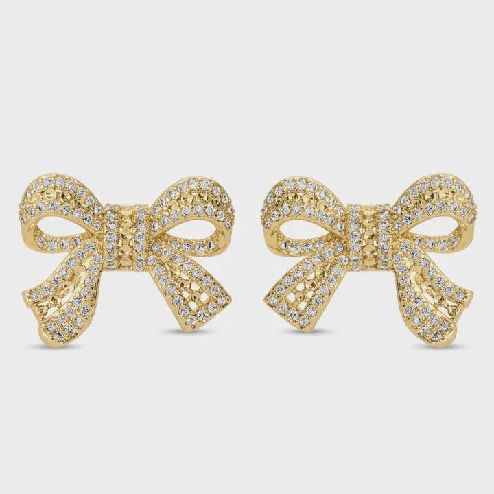 Large Pave Bow Stud Earrings