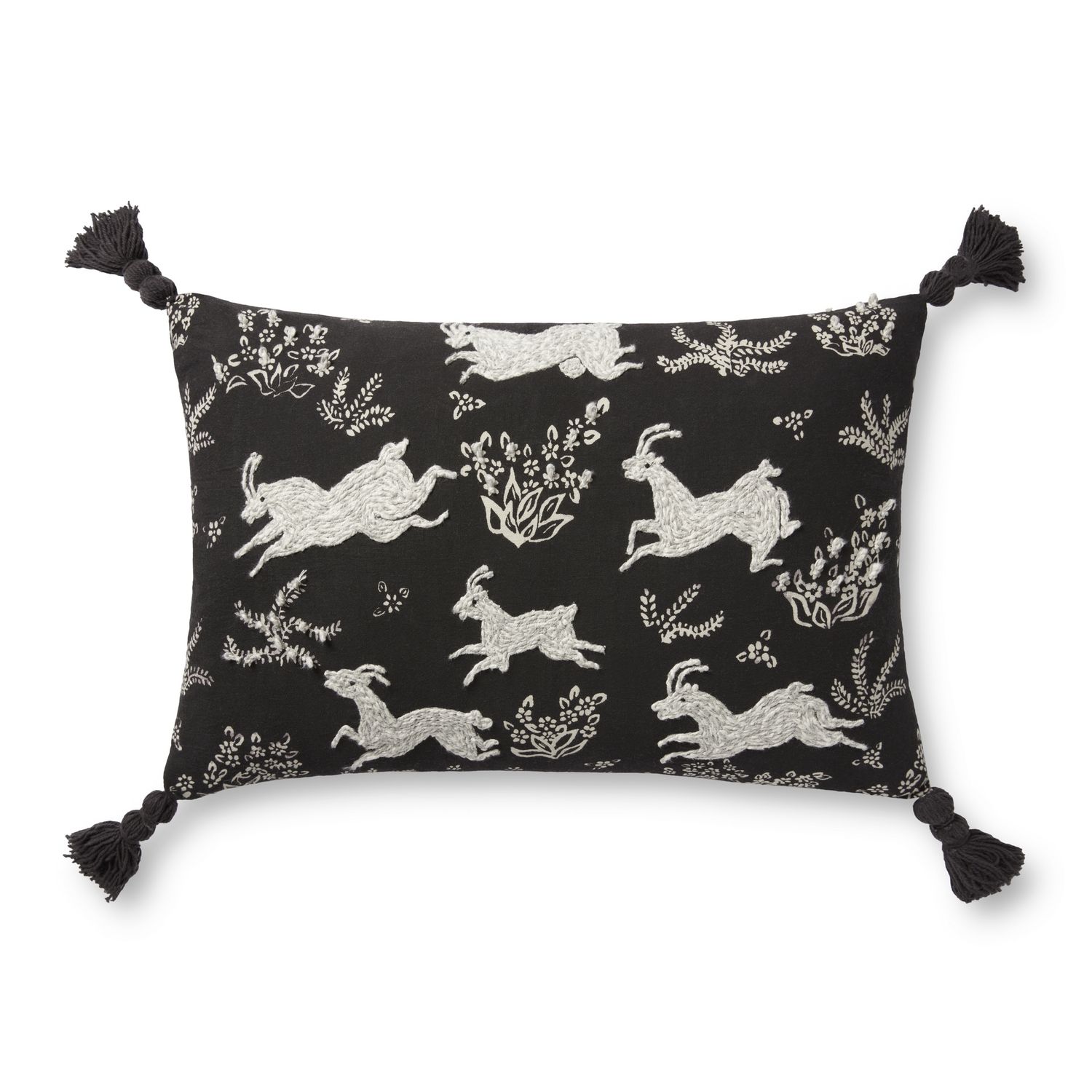 Pillow Black goat 13x21 w/ down insert pillow