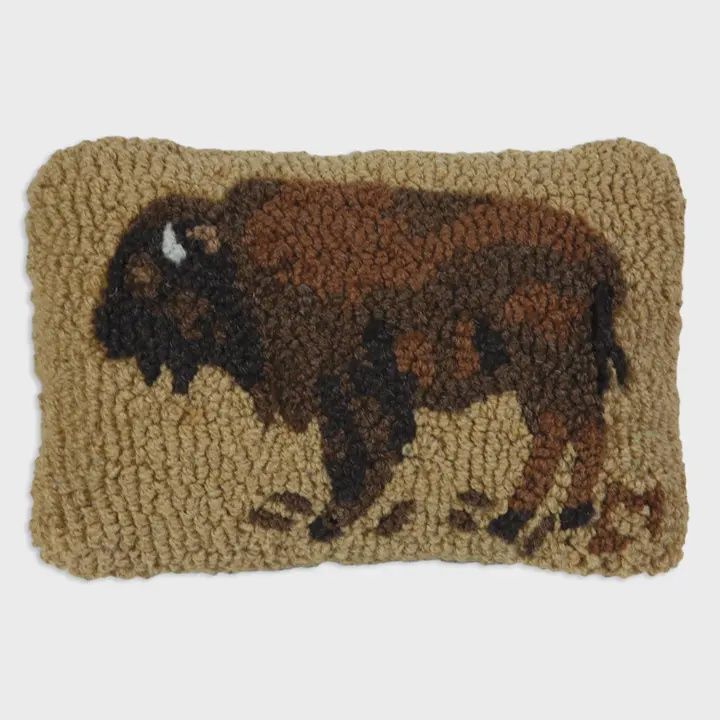 Golden Buffalo Decorative Wool Pillow
