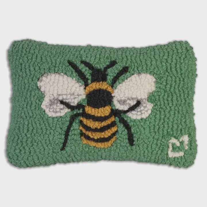 Honey Bee Hand Hooked Wool Decorative Pillow