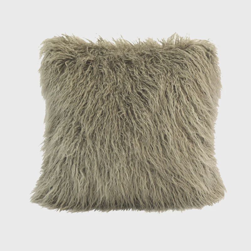 Mongolian Faux Fur Throw Pillow 18x18