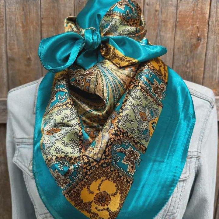 Teal Tone Paisley Wild Rag / Scarf WR1000 35X35"