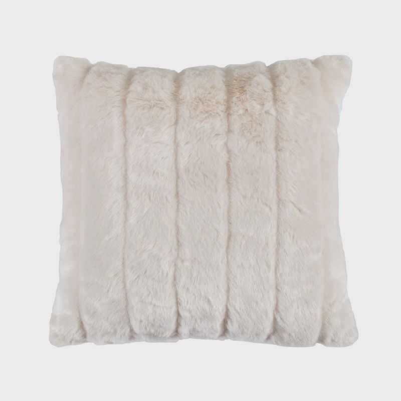 White Mink Throw Pillow 22x22