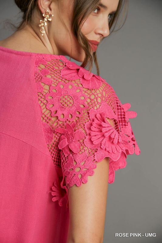 Linen Round Neck Short Sleeve Top