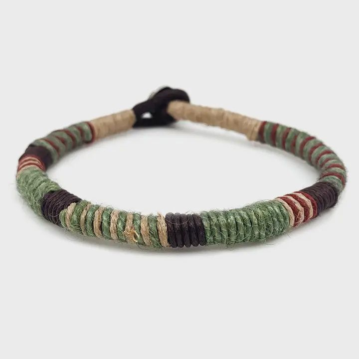 AJ Aadi Multicolor Twine Green Brown Tan Men's Bracelet