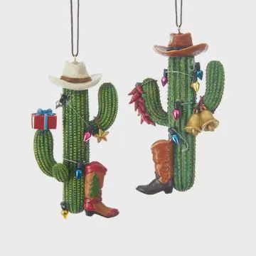4"Western Cactus W/Boot+Hat Ornament 2/A