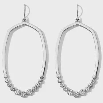 Long Earring with Multiple Pave Rounds At Bottom