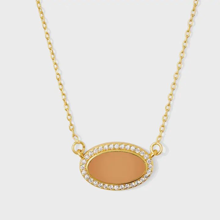 Pave Colorful Oval Necklace