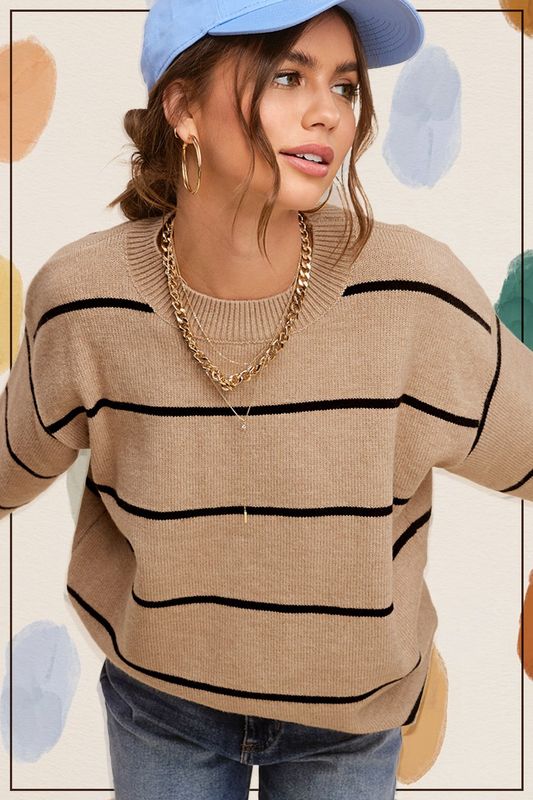 LOOSE FIT STRIPE SWEATER TOP