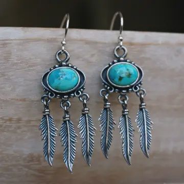 Abey Turquoise/Sterling Fringe Earrings