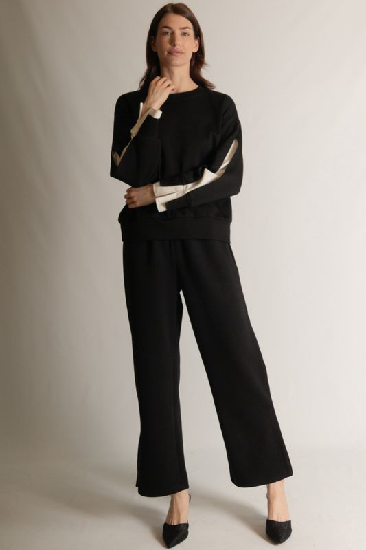 P. CILL Butter Modal Color Layered Long Sleeve Top Round Ne