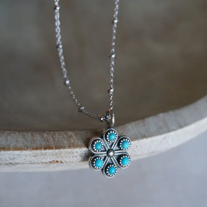 Iris Turquoise Necklace 18 Sterling