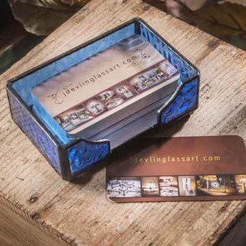 Blue Glass Business Card Holder