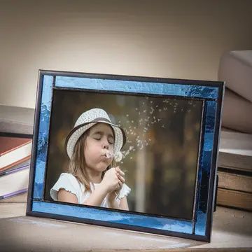 Blue Stained Glass Picture Frame 5x7 or 4x6 Pic 324