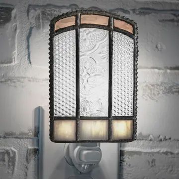 Peach Ivory and Clear Stained Glass Night Light Ntl 213