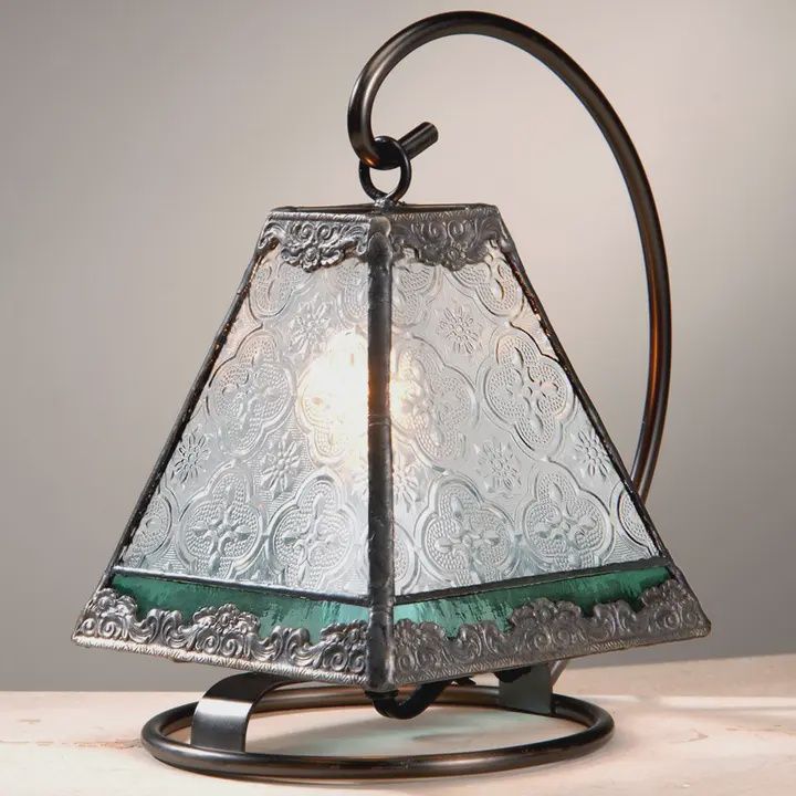 Green and Clear Vintage Accent Lamp or Night Light Lamp