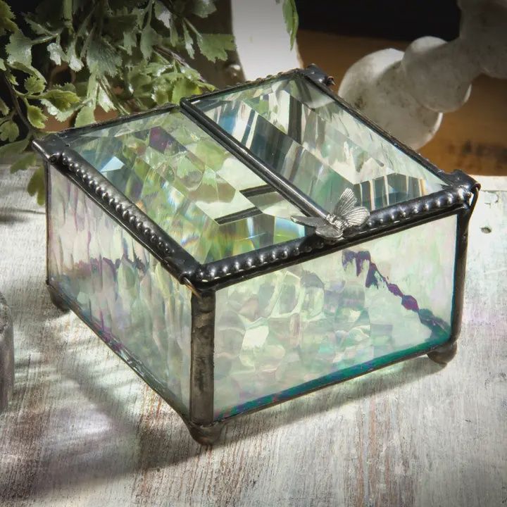 Clear Double Hinged Glass Jewelry Box