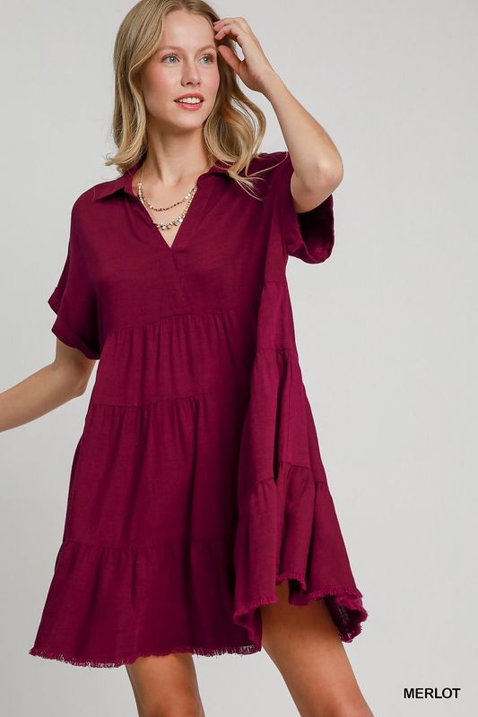 Linen Folded Tiered Dress