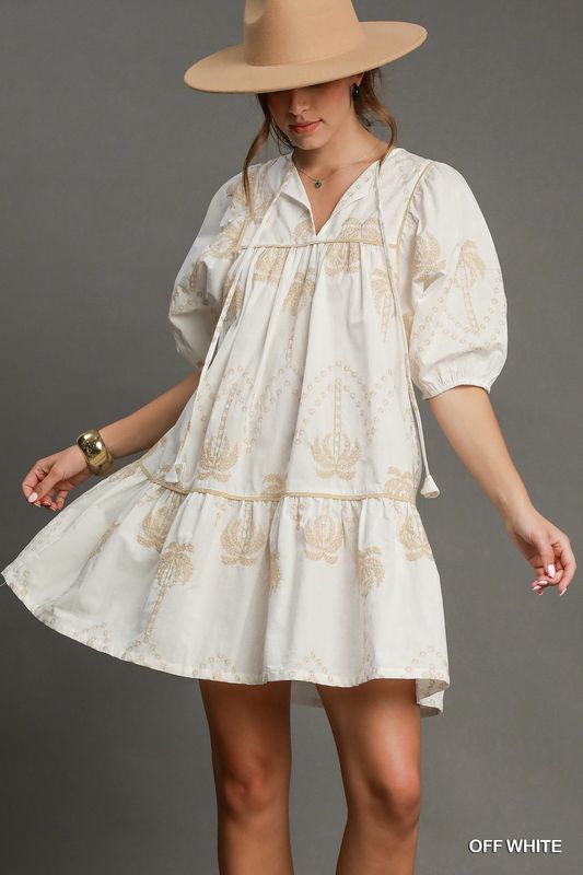 Boho Embroidered Babydoll Dress