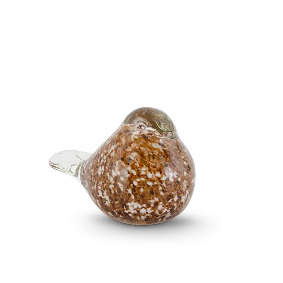 Brown &amp; Gold Speckled Glass Bird 5.5 Inch